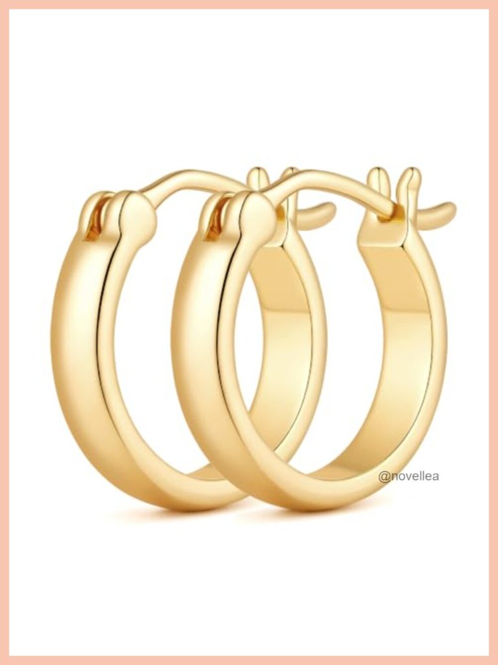 14K Gold Plated Hoop Earrings for Women Five Sizes Latch Back
